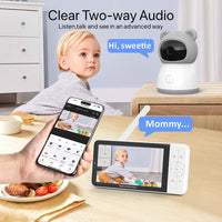 Moniteur pour bébé HD 5 pouces, interphone Wi-Fi sans fil, vision nocturne, moniteur pour bébé, surveillance à distance Tuya, surveillance à distance