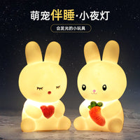 LED Night Light Cute Glow Toy Little Rabbit Light Room Bedside Light Ornament Glued New Creative Gift