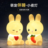 LED Night Light Cute Glow Toy Little Rabbit Light Room Bedside Light Ornament Glued New Creative Gift
