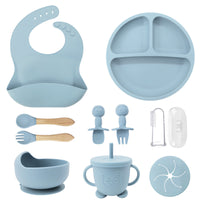 Ensemble Repas Bébé en Silicone – Assiette Ventouse & Accessoires