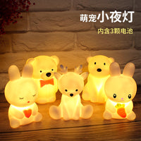 LED Night Light Cute Glow Toy Little Rabbit Light Room Bedside Light Ornament Glued New Creative Gift