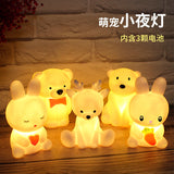 LED Night Light Cute Glow Toy Little Rabbit Light Room Bedside Light Ornament Glued New Creative Gift