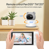 Moniteur pour bébé HD 5 pouces, interphone Wi-Fi sans fil, vision nocturne, moniteur pour bébé, surveillance à distance Tuya, surveillance à distance