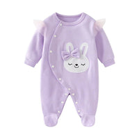 Combinaison vêtements de nuit pour bébés Onesie bébé barboteuse imprimer mignon dessin animé lapin brodé à manches longues coton nouveau - né bébé fille vêtements - Kid Baby shop