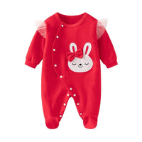 Combinaison vêtements de nuit pour bébés Onesie bébé barboteuse imprimer mignon dessin animé lapin brodé à manches longues coton nouveau - né bébé fille vêtements - Kid Baby shop