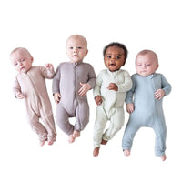 Foreign trade, Europe and the United States, cross - border bamboo fiber solid color zipper crawler, children's clothing, baby foldable foot cover, long sleeve jumpsuit - Kid Baby shop